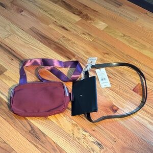 Bundle - NWOT Unbranded Maroon Crossbody Bag & NWT Lodis Black Envelope Belt Bag